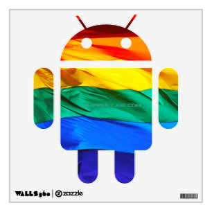 SlipperyJoe's gay pride flag waving red orange yel Wall Decal