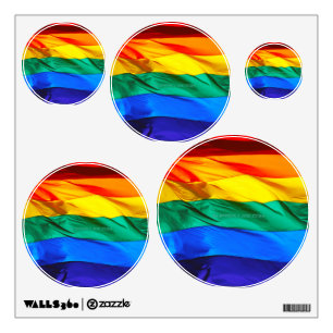 SlipperyJoe's gay pride flag waving red orange yel Wall Decal