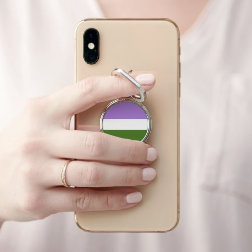 SlipperyJoes Genderqueer Pride Flag colors Non_bi Phone Ring Stand