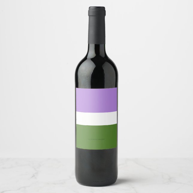 SlipperyJoe's genderqueer pride flag colors non-bi Wine Label (Front)