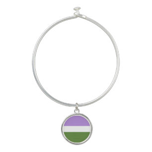SlipperyJoe's genderqueer pride flag lavender blen Bangle Bracelet