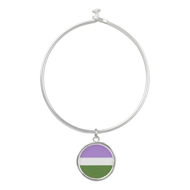 SlipperyJoe's genderqueer pride flag lavender blen Bangle Bracelet (Front)