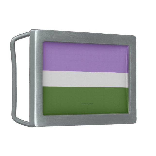 SlipperyJoe's genderqueer pride flag lavender blen Belt Buckle (Front Left)