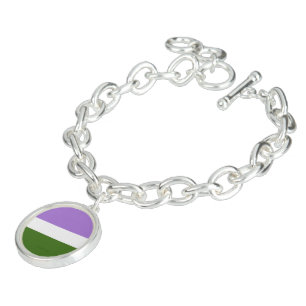 SlipperyJoe's genderqueer pride flag lavender blen Bracelet