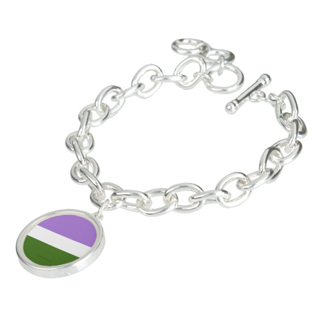SlipperyJoe's genderqueer pride flag lavender blen Bracelet (Side)