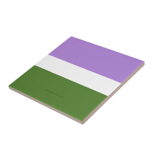 SlipperyJoe's genderqueer pride flag lavender blen Ceramic Tile