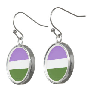 SlipperyJoe's genderqueer pride flag lavender blen Earrings
