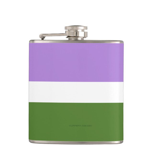SlipperyJoe's genderqueer pride flag lavender blen Flask (Front)
