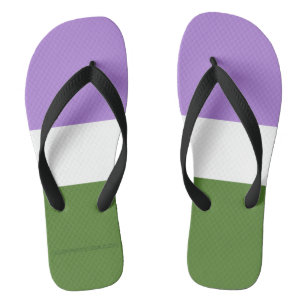 SlipperyJoe's genderqueer pride flag lavender blen Flip Flops