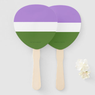 SlipperyJoe's genderqueer pride flag lavender blen Hand Fan