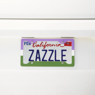 SlipperyJoe's genderqueer pride flag lavender blen License Plate Frame
