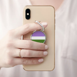 SlipperyJoe's genderqueer pride flag lavender blen Phone Ring Stand
