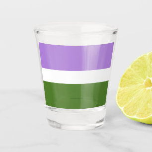SlipperyJoe's genderqueer pride flag lavender blen Shot Glass