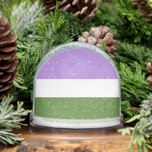SlipperyJoe's genderqueer pride flag lavender blen Snow Globe