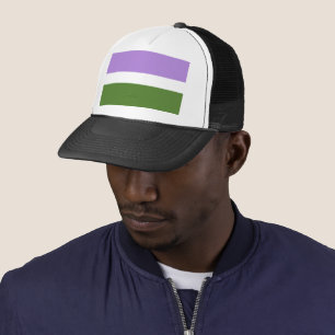 SlipperyJoe's genderqueer pride flag lavender blen Trucker Hat