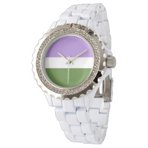 SlipperyJoe's genderqueer pride flag lavender blen Watch