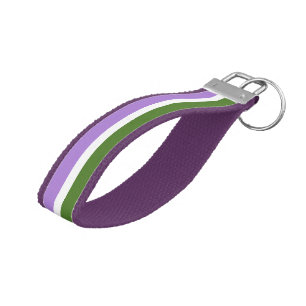 SlipperyJoe's genderqueer pride flag lavender blen Wrist Keychain