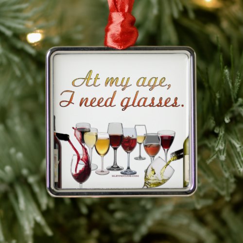 SlipperyJoes Glasses fermented grapes wine pourin Metal Ornament