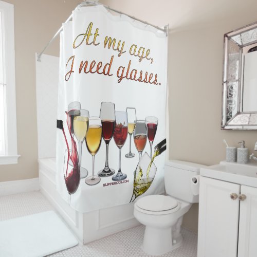SlipperyJoes Glasses fermented grapes wine pourin Shower Curtain