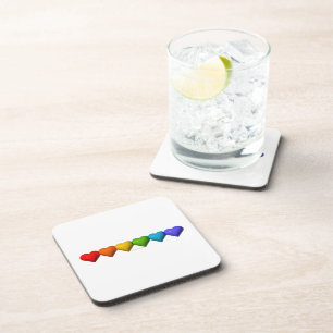 SlipperyJoe's glossy 3D heart shapes glyphs create Beverage Coaster