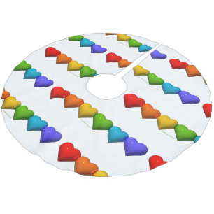 SlipperyJoe's glossy 3D heart shapes glyphs create Brushed Polyester Tree Skirt