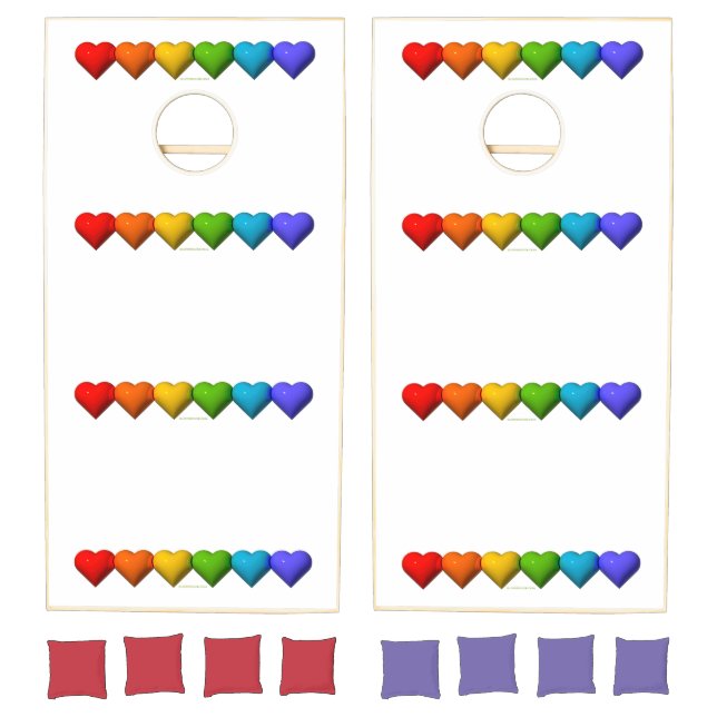SlipperyJoe's glossy 3D heart shapes glyphs create Cornhole Set (Set)