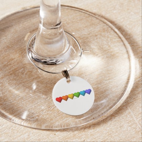 SlipperyJoe's glossy 3D heart shapes glyphs create Wine Charm