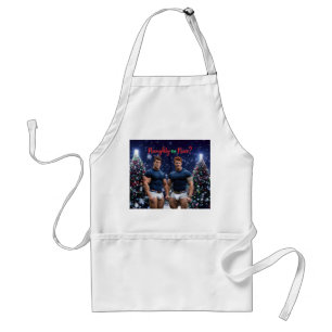 SlipperyJoe's glowing Christmas trees two muscular Adult Apron