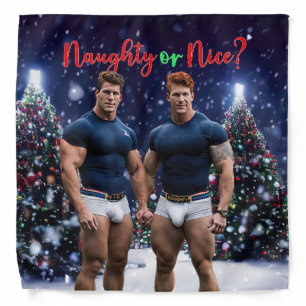 SlipperyJoe's glowing Christmas trees two muscular Bandana