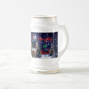 SlipperyJoe's glowing Christmas trees two muscular Beer Stein