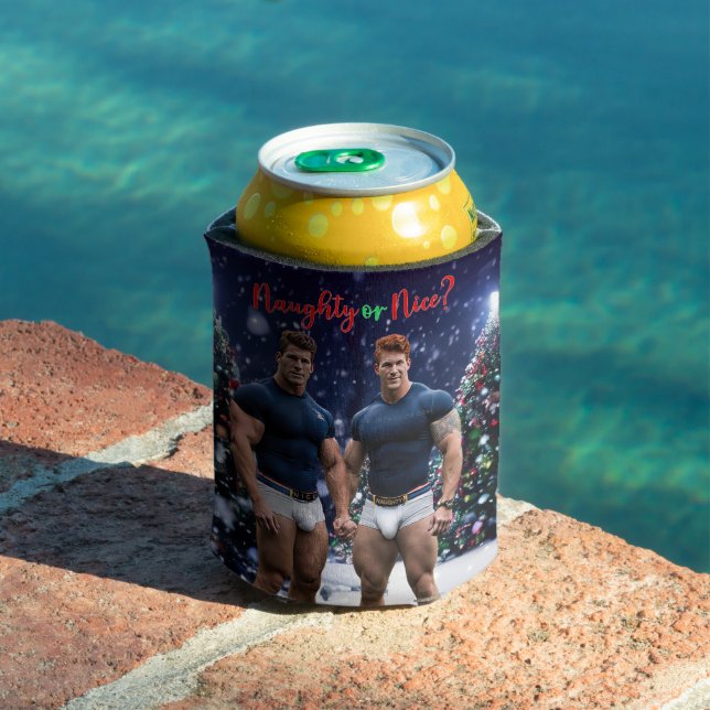 SlipperyJoe's glowing Christmas trees two muscular Can Cooler (In Situ Pool)