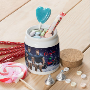 SlipperyJoe's glowing Christmas trees two muscular Candy Jar
