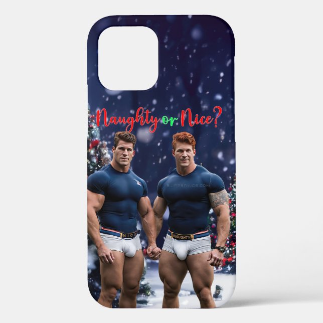 SlipperyJoe's glowing Christmas trees two muscular Case-Mate iPhone Case (Back)