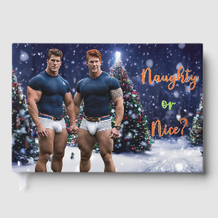 SlipperyJoe's glowing Christmas trees two muscular Foil Guest Book