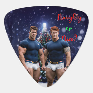 SlipperyJoe's glowing Christmas trees two muscular Guitar Pick