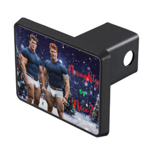 SlipperyJoe's glowing Christmas trees two muscular Hitch Cover