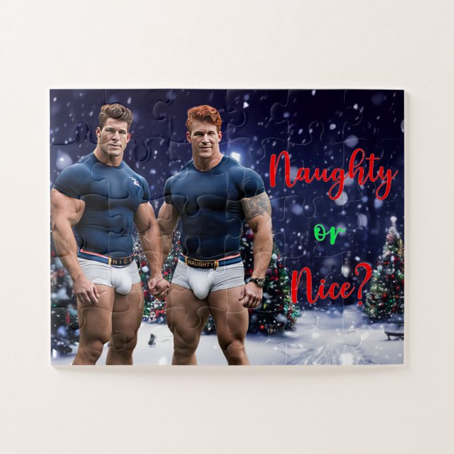 SlipperyJoe's glowing Christmas trees two muscular Jigsaw Puzzle (Horizontal)