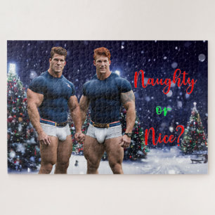 SlipperyJoe's glowing Christmas trees two muscular Jigsaw Puzzle