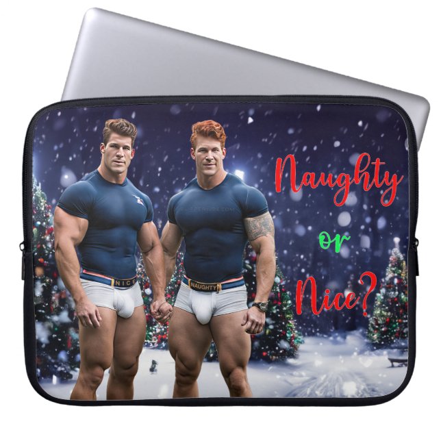 SlipperyJoe's glowing Christmas trees two muscular Laptop Sleeve (Front)