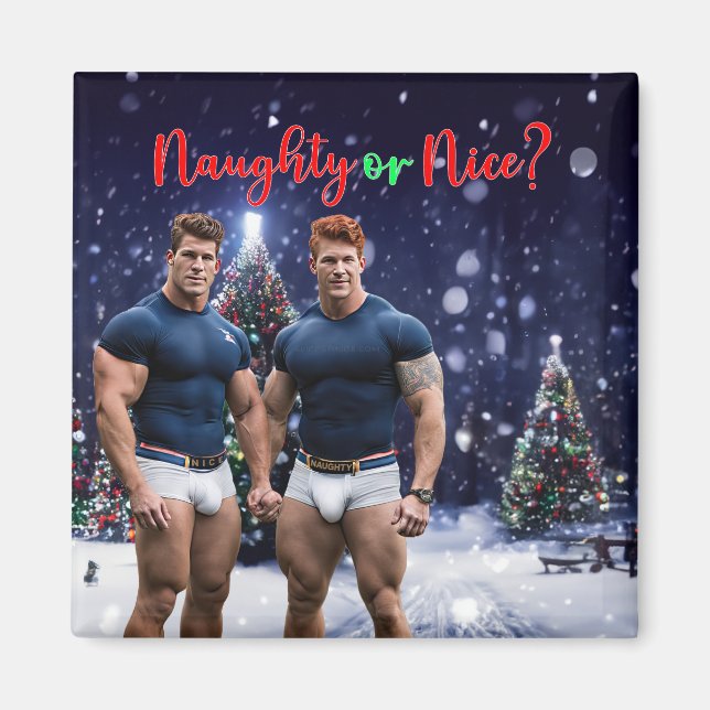 SlipperyJoe's glowing Christmas trees two muscular Magnet (Front)