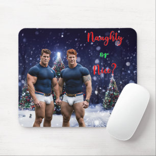 SlipperyJoe's glowing Christmas trees two muscular Mouse Pad