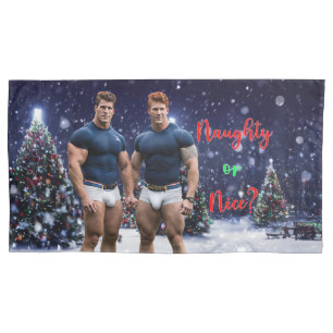 SlipperyJoe's glowing Christmas trees two muscular Pillow Case