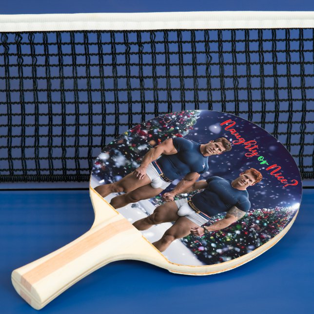 SlipperyJoe's glowing Christmas trees two muscular Ping Pong Paddle (Insitu)