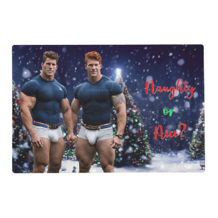 SlipperyJoe's glowing Christmas trees two muscular Placemat