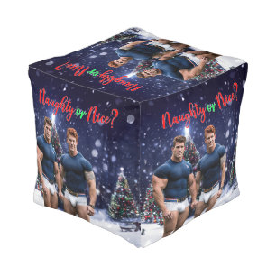 SlipperyJoe's glowing Christmas trees two muscular Pouf