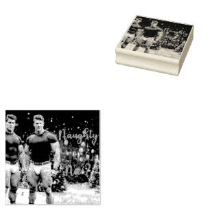 SlipperyJoe's glowing Christmas trees two muscular Rubber Stamp