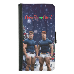 SlipperyJoe's glowing Christmas trees two muscular Samsung Galaxy S5 Wallet Case