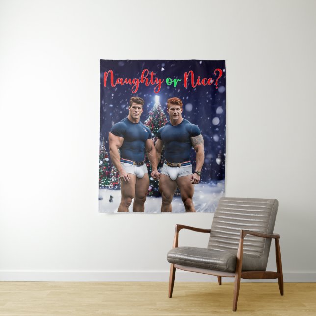 SlipperyJoe's glowing Christmas trees two muscular Tapestry (In Situ)