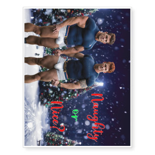 SlipperyJoe's glowing Christmas trees two muscular Temporary Tattoos