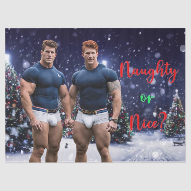 SlipperyJoe's glowing Christmas trees two muscular Tissue Paper (Front)